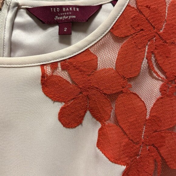 Ted Baker Vember Lace Chiffon Embroidered Dress Women's Size 2 US 6 - Picture 7 of 9